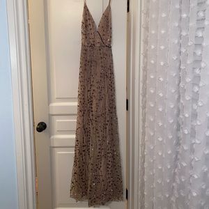NWT Lulus Taupe Glitter prom dress